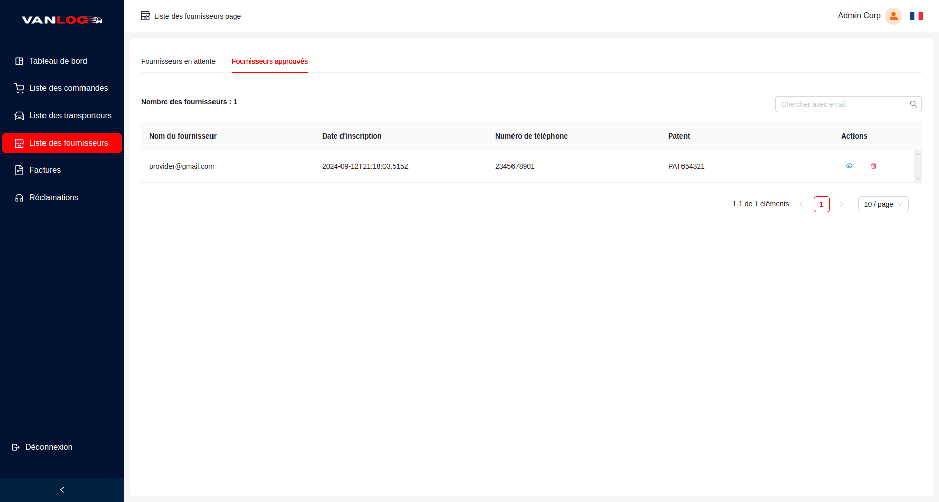Vanlog Express: Delivery Management - Suppliers management
